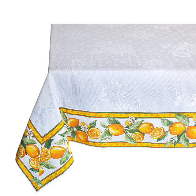 French Jacquard multi-cover (Lemon raw - Delft white) - Click Image to Close